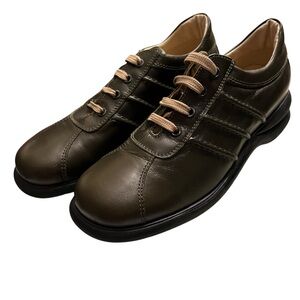 Walking Company Leather Shoes Lace Green Olive Casual Comfort Oxford Italy 38